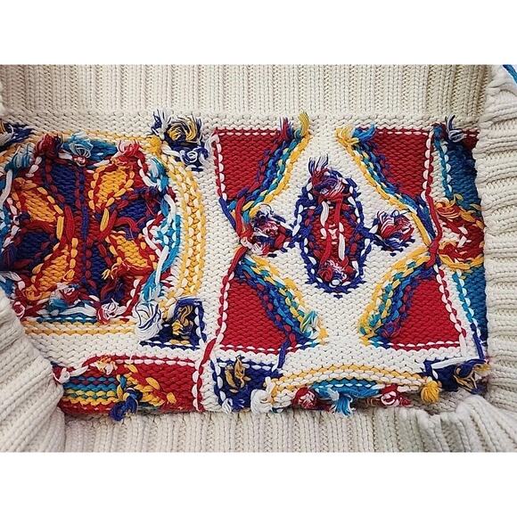 Vtg Clean Clothes Colorful Patchwork Pullover Crew Sweater 100% Cotton Men M - Picture 9 of 9